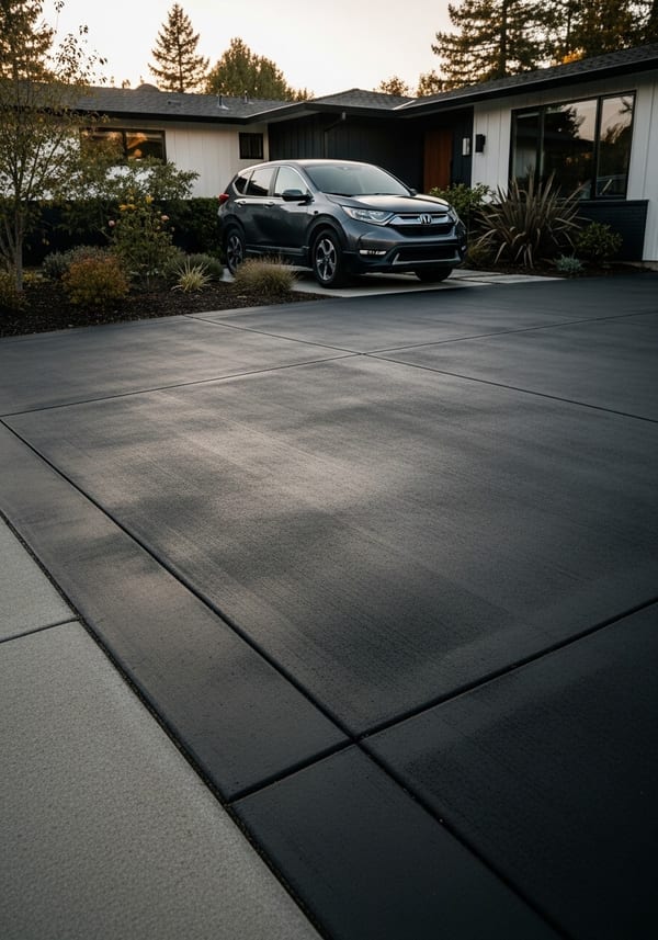 Modern minimalist concrete driveway with clean lines