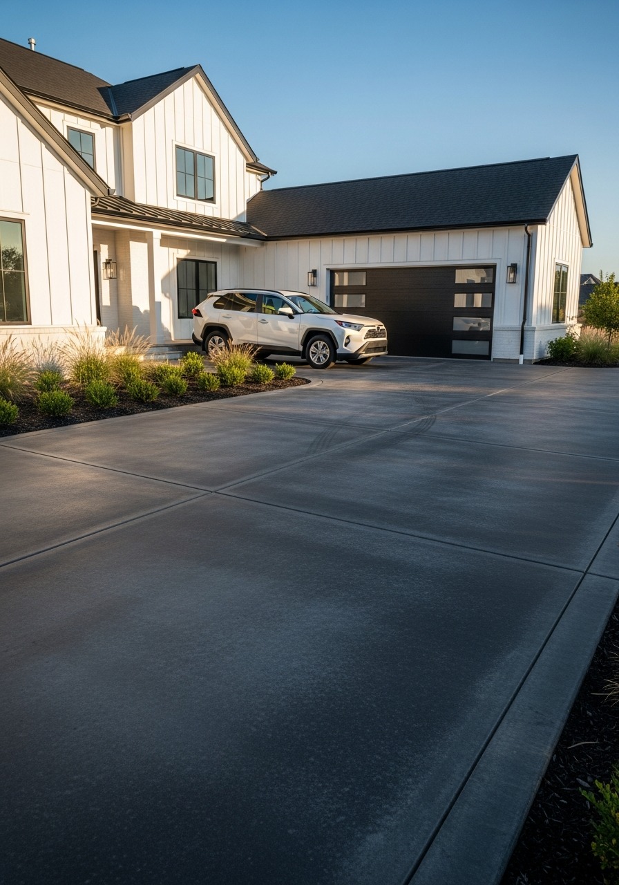 Charcoal driveway color palette showing tonal range from mid dark grey to near-black