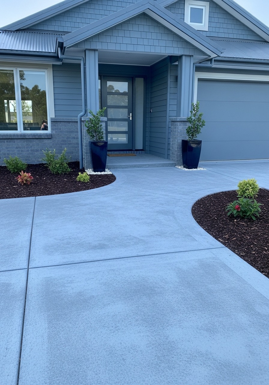 Slate blue walkway color palette showing cool blue-grey tones from pale slate to deep blue-charcoal